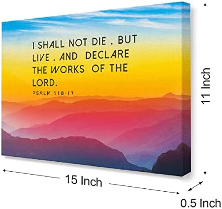 Наведете го PSALM PSALM 118: 17 Wallидни уметности платно, библиски стих христијански платно сликарство wallид декор за христијанска домашна спална соба