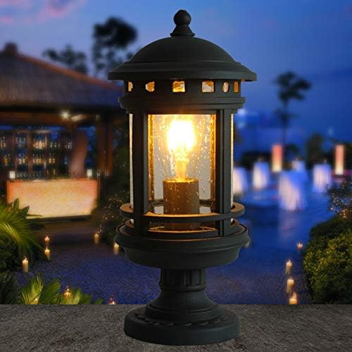 Jydqm вила колона глава ламба европски стил на отворено водоотпорен тревник ламба европски стил антички градинарска ламба колона