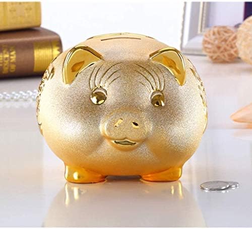 SMLJLQ керамички цртан филм кутии за пари креативно златно за подарок свинче банка Детска ретро -монета резервоар заштеди за заштеда дома