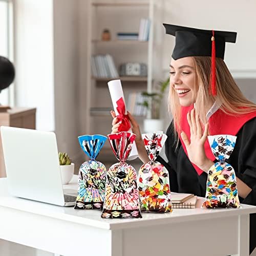 180 Парчиња Дипломирање Целофан Третираат Кеси Честитки Дипломирани Студенти Бонбони Сегашни Кеси Пластични Јасни Кеси За Завиткување