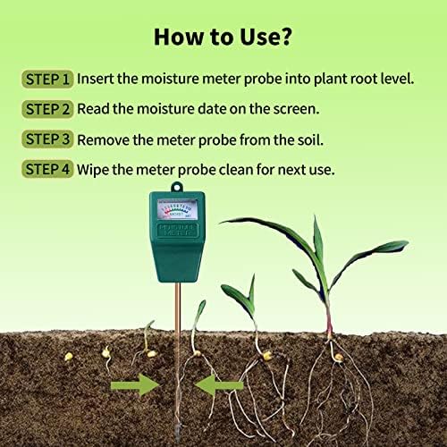 IUSEIT Мерач на влага на почвата, хигрометар на почвата за растенија, мерач на мерач на почвата во внатрешноста на отворено, сензор
