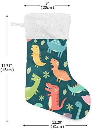 Алаза Божиќни чорапи Смешни диносауруси Класични персонализирани големи декорации за порибување за семејни сезонски празници Декор 1 пакет,