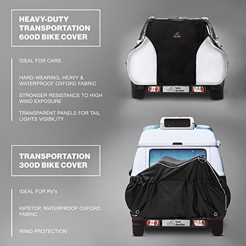TeamoBsidian Cover Bike - водоотпорно складирање на велосипед на отворено за 1, 2 или 3 велосипеди - материјал со тешки рипстоп