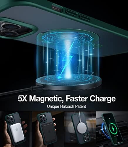 Torras Magnetic Stand Дизајниран За Iphone 14 Pro Max Случај, [Компатибилен Со MagSafe] [Тестиран Воено Одделение] Отпорен На Удари Проѕирен Тврд Заден Тенок Заштитен Телефон, Зелен