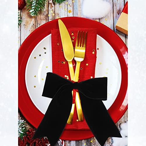 Yungyan Божиќна кадифена лента кадифена жични панделки со златен раб жичен лента за завиткување кадифена декорација лента за Божиќ