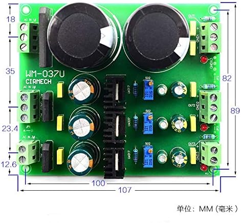 Позитивна и негативна исправка и филтрирање на таблата за напојување LM317 LM337 Мулти-канална прецизност прилагодлива исправка