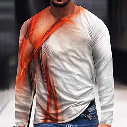 Машка мускулна маица 3Д печати модни маици со долги ракави o вратот на врвови шарени дизајн дигитална маичка за мажи