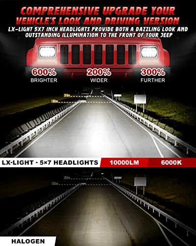 LX-LIGHT 5 x7 6 x7 Високо Ниско Светло Led Фарови Компатибилен Со Jeep Wrangler YJ CHEROKEE XJ H6054 H5054 H6054LL 69822 6052 6053 со