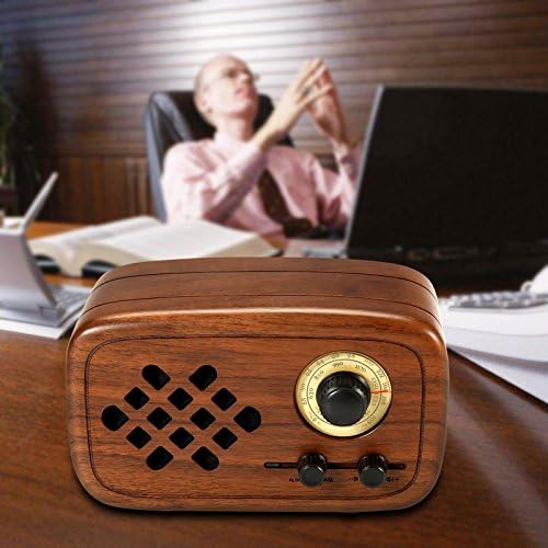 RERII Bluetooth звучник, рачно изработено дрво од орев ретро мало Bluetooth Radio FM AM, преносни безжични звучници за дома