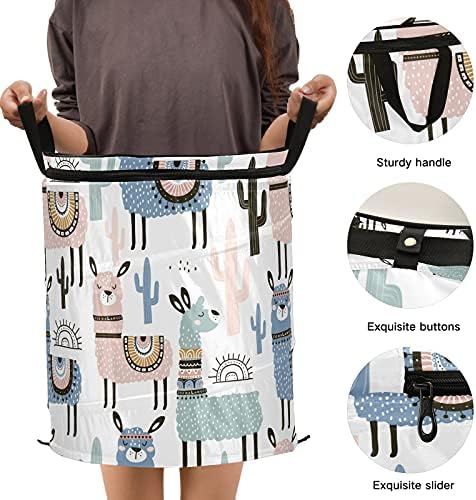 Кактус лама симпатична поп -поп -алишта за перење со капаци за складирање на капакот за склопување торба за перење за патувања