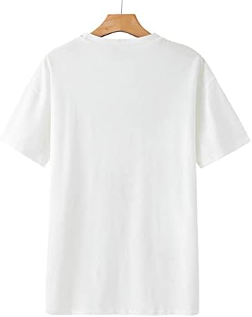 Краток ракав мека удобна облека трендовски екипаж врат графичка кошула за блуза за женска салон маица есен лето дами 3i 3i