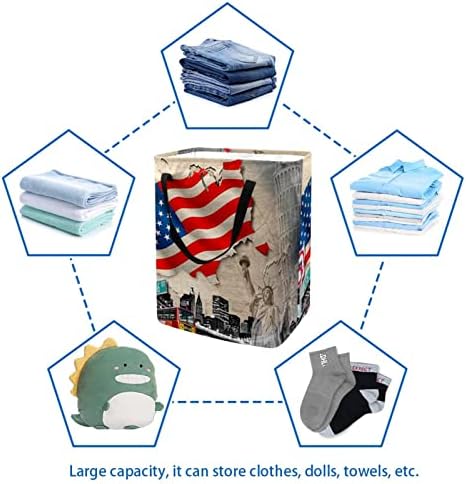 Ретро Печатење На Американско Знаме Склопувачка Пречка за Перење АЛИШТА, 60 ЛИТРИ Водоотпорни Корпи За Перење Корпа За Перење