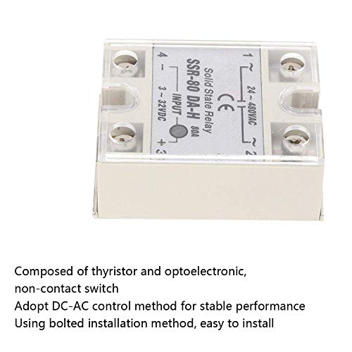 FtVogue Solid State Relay DC-AC SSR со не-контакт прекинувач SSR-80A-DA-H 24-480VAC