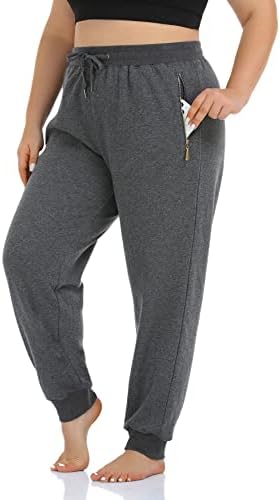 Zerdocean Womensенски плус големина руно, наредени џемпери, обични тренинзи, атлетски џогери џебови