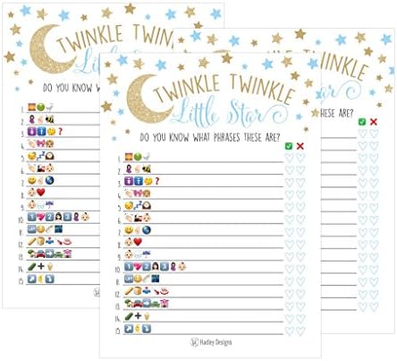 25 Twinkle Twink Emoji Pimentary Baby Toush Games идеи за мажи, жени, деца, момчиња и парови, сет за слатки забави за туширање,