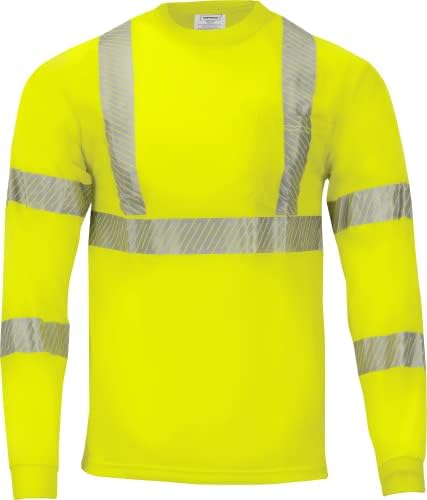 Ironелезна облека 1855 Hi-Visibility Долга ракав безбедносна маица со топлина пренесена рефлексивна лента | UPF 50+ вар
