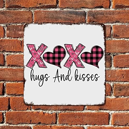 Xoxo прегратки и бакнежи значат романтичен подарок фарма куќа алуминиум метален знак знак за плакета дома градина фарма куќа дворот за одмор