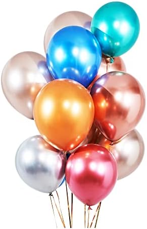 Метални Балони 50 парчиња 12 Метални Хромирани Балони, Шарени Партиски Балони Со Хелиум, Метално Злато Сребро Розово Злато Шарени Латекс Балони