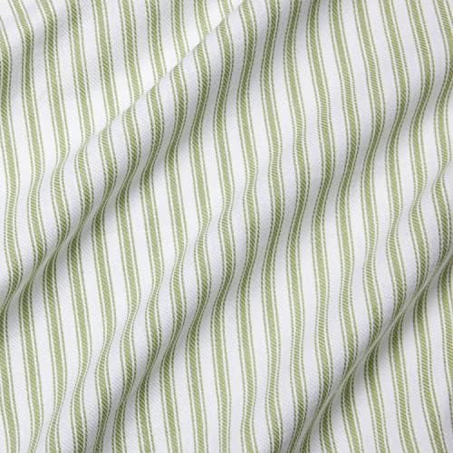 Cackleberry Home Tarragon зелена и бела лента за крлежи со ткаенини ткаенини ткаени памук, 60 x 102 правоаголни