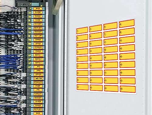 Етикети со кутии за прекинувачи со жолти кола, налепници за кутии со осигурувачи 0,5 x 1,5 инчи приклучоци и светла за прекин на