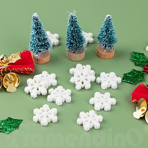 Framendino, 30 парчиња снегулка смола Сјај ги привлекостите Божиќни рамни смола привлечни украси за украси за снопчиња за занаети
