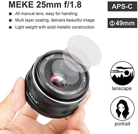 Meike 25mm f/1.8 Голема Решетка Широк Агол Објектив Рачен Фокус Објектив За Sony Mirrorless Emont Камери