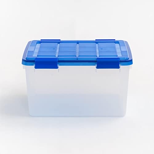 НПАК 44 Квартна Заптивка Јасна Пластична Кутија за Складирање Со Капак, Сина, Сет од 4