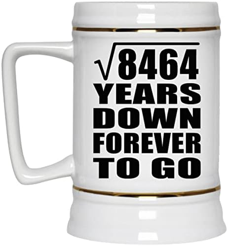Дизајнирајте 92-годишнина Квадратен Корен од 8464 Години Засекогаш, 22оз Пиво Штајн Керамички Танкард Кригла Со Рачка За Замрзнувач,