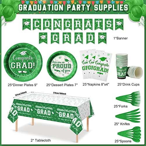 Класа за декорација на забави за дипломирање од 2023,3 п.п. матура за табели и зелени таблички за дипломирање и салфетки служат