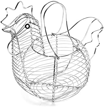 Аебор Држач За Корпа За Пилешки Јајца Метална Жица Решетка За Складирање Кујна Во Форма На Кокошка, Корпа За Јајца Со Рачка, Држи 15-20