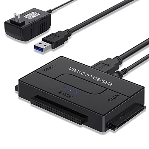 Eyoold SATA до USB кабел за 2,5 инчи SSD & HDD + SATA IDE до USB адаптер со напојување со електрична енергија