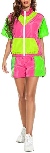Yисфри женски блок во боја на ветерници од 2 парчиња облека со кратки ракави поштенски преден еластичен половината на половината