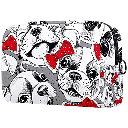 Торба За Тоалет Козметичка Шминка За Патување Организатор Торбичка За Миење Торбичка Со Патент Рачно Нацртано Куче Со Црвен Лак За Неопходни Додатоци За Патување