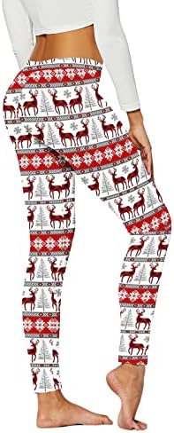 ЗДДО Божиќни јога панталони за жени, кревање на задник Божиќ Дедо Мраз за печатење на тренинзи за печатење хеланки