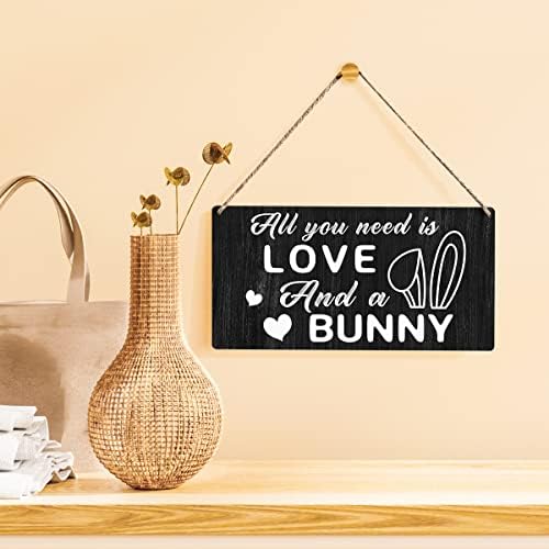 Bunny Moms Sign Подарок фарма куќа сè што ви треба е loveубов и засилувач дрвена висечка знак плакета рустикална wallидна уметност декор за домашна