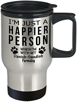 Куче Љубовник Патување Кафе Кригла-Посреќна Личност Со Данско-Шведски Фарма-Миленичиња Сопственик Спасување Подароци