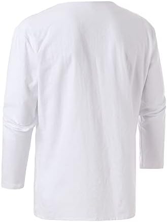 Машка цврста постелнина Поп-маица против вратот Обичен чипка со долги ракави мода хипи плажа врв