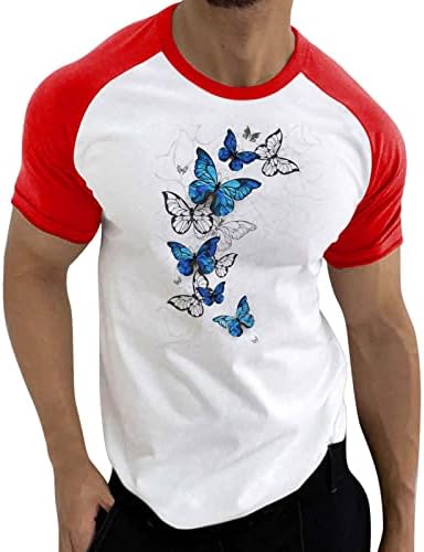 XXBR летни кратки ракави маички маици, боја блок крпеница печата за печатење на вратот на вратот на врвовите на маичката за вежбање