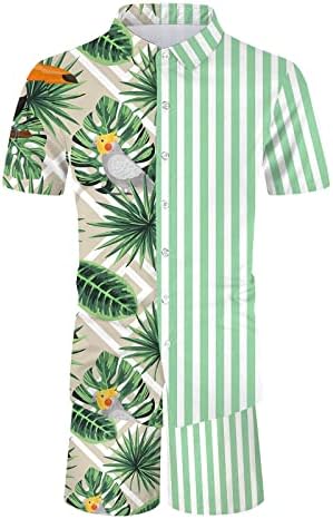 2023 Хавајско копче Менс патека за костуми поставува обични кратки ракави летни врвови и шорцеви на плажа за џогирање костуми за џогирање