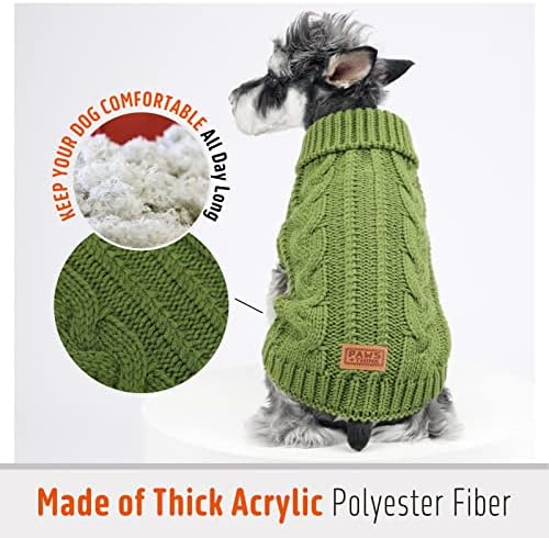 Џемпер за кучиња Turtleneck класичен кабел плетен топол џемпер за миленичиња за есен зима