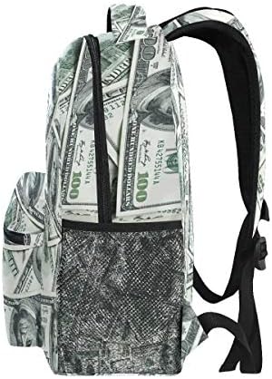 Ранец Смешен американски долар пари возрасни училишна торба случајна колеџ торба за патувања патенти за пешачење, пешачење рамо на
