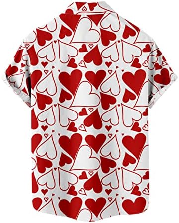 Менси кошули Денот на вineубените loveубов срце срце, симпатични врвови, мажи со кратки ракави, графичко мета, врвно копче надолу со џеб