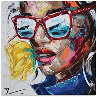 20x20inch богата боја со рачно насликано апстрактно портрет сликарство на платно прекрасно wallидно уметности апстрактно масло