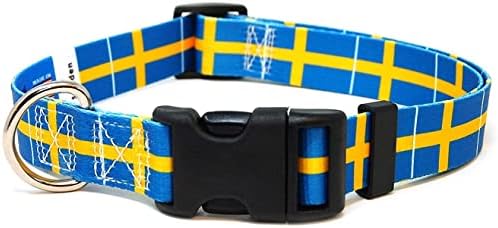 Шведска јака за кучиња | Шведска знаме | Брза за брзо ослободување | Направено во NJу ерси, САД | За дополнителни големи кучиња