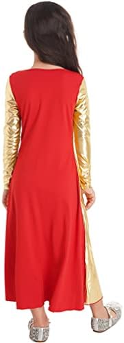 Девојки за слободни деца со долг ракав литургиско обожавање пофалби танцувачки фустан металик лирски танцувачка облека лабава вклопена