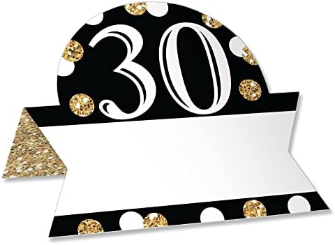 Голема точка на среќа Возрасен 30 -ти роденден - злато - картичка за шатори за роденденска забава - табела за поставување картички за картички