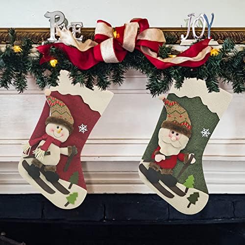 Божиќно порибување Големи Божиќни чорапи Декорација Дедо Мраз Снежаман ирваси порибување Божиќни украси и додатоци за забави дрвени мушка