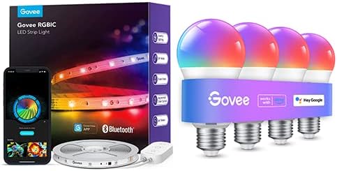Govee rgbic LED ленти со ленти, 16,4ft паметни LED светла пакети пакети паметни светилки 4pack
