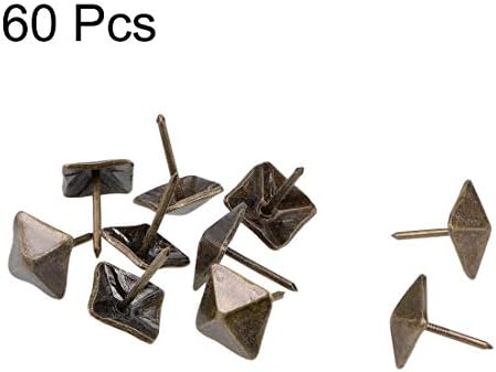 Uxcell тапацир за нокти на нокти од 12 мм квадратна глава антички мебел нокти иглички бронзен тон 60 компјутери