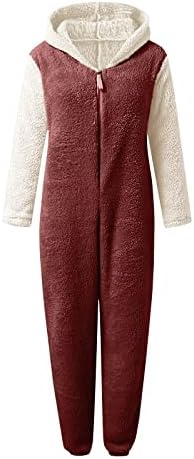 ПАODАМИ ПАЈМА ЗА ВИНЕТИ Зимско топло руно пижама за возрасни дуксери со долги ракави патент pjs loungewear one piece облека